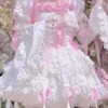 White/Pink Puff Short Sleeves Princess Gothic Lolita Tiered Dress -LolitaInside 00510d06b44cdd5fcc4a57612b623108