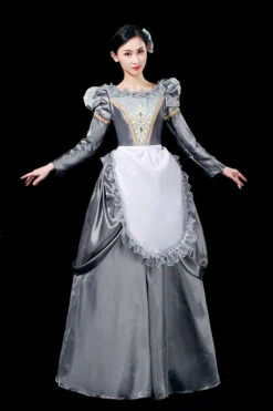 Gray Boat Neck Long Sleeves Floral Print Victorian Lolita Prom Dress -LolitaInside 016560dffe822458214386e2f157dc40