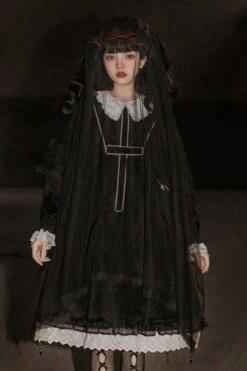 Black Doll Collar Long Sleeves Gothic Lolita Dress -LolitaInside 01d3f18e91e7a8ec7f034b43d04910aa