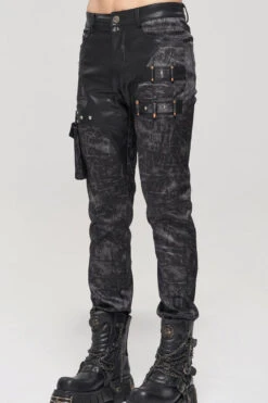 Black Punk Do Old Print Detachable Multi-Pocket Splicing Metal Rivet Decoration Men's Long Pants -LolitaInside 035e41aa9744a1a66c35b8d535df7171