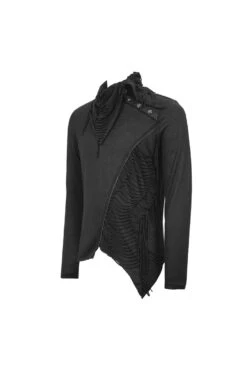 Black Ragged Turn-Down Collar Woolen Long Sleeve Irregular Hem Men's Punk T-Shirt -LolitaInside 0375caff51ad54f49ce7bbf49490d6cb