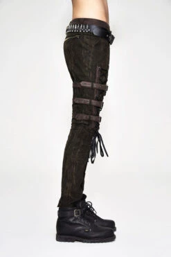 Brown Steampunk Multi Loops Embroider Lace Up Mens Pants -LolitaInside 03991e0c57b29bde77f50ac22984771b