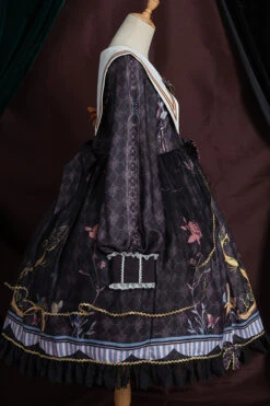 Black Navy Collar Long Sleeves Butterfly Print Ruffle Bowknot Gothic Elegant Princess Lolita Dress -LolitaInside 03cfaa8818660dc00380197771f79b87