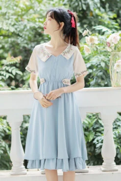 French Style Doll Collar Flower Print Short Sleeve High Waisted Sweet Lolita Dress -LolitaInside 04279f2c428e990a8350d661728a9f20 7dc9b975 b931 4566 8e77 beceefe9f268