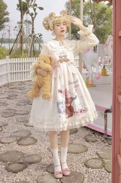 Ivory Sheep & Bear Print Alice Girl Bowknot Ruffled Sweet Lolita JSK Dress 11 Ivory Sheep & Bear Print Alice Girl Bowknot Ruffled Sweet Lolita JSK Dress -LolitaInside 04641ee9adf3577506f19de12c44f0f8