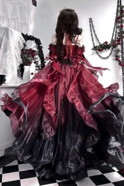 Red/Black Bowknot Irregular Gothic Princess Lolita Jsk Dress -LolitaInside 049c30c3ad73f5fd4aef6c21a03194d6