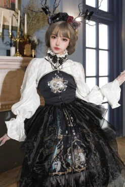 Black God's Salvation Lace Ruffled Gothic Lolita JSK Strapless Dress -LolitaInside 04a64e0312f9f5af107510444fd68208