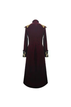 Black/Red Jacquard Gold Faded Buttons Fleece Long Men's Gothic Coat -LolitaInside 052d77e87eb0ef7689637c288902429e
