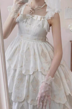 White Multi-layer Hollow Embroidery Sweet Lolita Jsk Dress -LolitaInside 0676aeba89523194afe9f7daab343b42