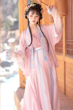 Pink Chinese Song Dynasty Ancient Naughty Cat Embroidery Four Piece Sweet Hanfu Dress -LolitaInside 069f5a9b3b1e1a48dbf13ad105086bd7