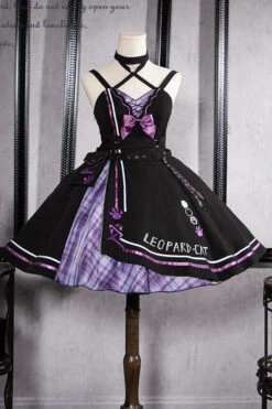 Black/Purple Cat Paw Print Bowknot Gothic Lolita Jsk Dress Set 10 Black/Purple Cat Paw Print Bowknot Gothic Lolita Jsk Dress Set -LolitaInside 0709096140ea74521e8b707e8ee02b31