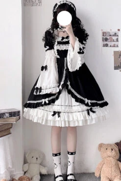 White/Black Hime Sleeves Multi-layer Ruffle Cardigan Bowknot Gothic Princess Lolita Dress -LolitaInside 083550b6445863f336f55a93a38082b6