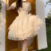 Apricot Multi-layer Annie's Tea Party Ruffle Hanayome Sweet Lolita Jsk Dress