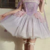 Purple Midsummer Dream Elegant Embroidered Print Chinese Style Ballet Boat Neck Sweet Qi Lolita Dress