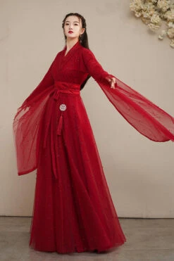 Red Elegant Ancient Costume Sweet Hanfu Dress -LolitaInside 09efd00b18dad768fcebcc661c731a1e