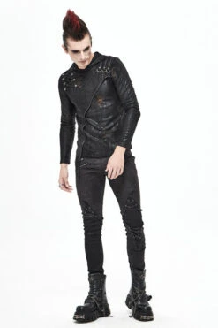 Black Punk Glued Fake Two Pieces Mens Pants -LolitaInside 09f38ef9d3c1e6df1b27e5616dec8822