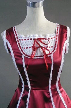 Wine Red Cotton Square Collar Sleeveless Floor Length Multi-Layer Pleats Victorian Gothic Lolita Dress -LolitaInside 0a2cf0b3c438b7afe4841a5e67c8284a