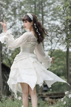White Multi-layer Bowknot Sweet Elegant Princess Irregular Lolita Dress -LolitaInside 0aba59250ab297ed649f6b6d62a6f82f