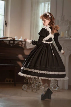 Black Lapel Collar Bowknot Long Sleeves Ruffled Sweet Lolita Maid OP Dress (Apron Is Included) 17 Black Lapel Collar Bowknot Long Sleeves Ruffled Sweet Lolita Maid OP Dress (Apron Is Included) -LolitaInside 0b26bd9c0ff08c7b6834227b49fc4f21 43596e4d 4fc9 495a 87b0 90780bea9867