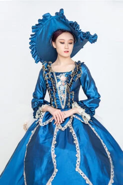 Blue Long Sleeves High Waisted Trailing Ruffled Victorian Lolita Prom Dress -LolitaInside 0b575fa40a1c09fa60c7093c57fb29c8