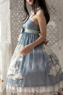 Blue Chinese Mythology Print High Waist Lace Trim Sweet Lolita JSK Dress -LolitaInside 0c573b42b1e9055709d7834db134486e