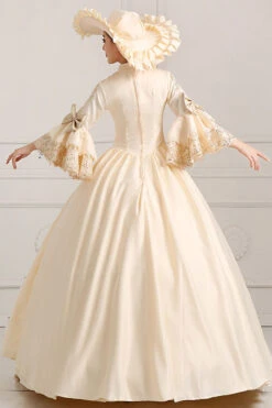 Trumpet Sleeves Single Breasted High Waisted Bowknot Ruffled Victorian Lolita Prom Dress -LolitaInside 0cf69b660dc127c1d1c866ac94aab0a0