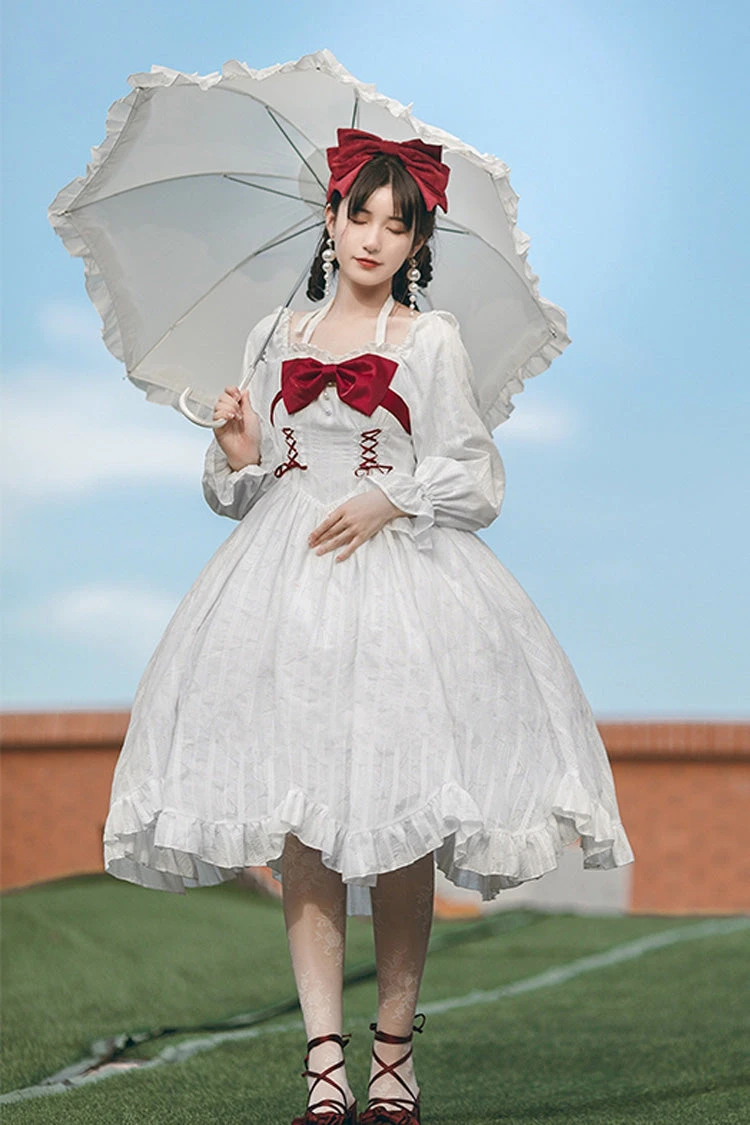 White Roman Covenant Boat Neck Long Sleeves Ruffle Classic Lolita Dress 5 White Roman Covenant Boat Neck Long Sleeves Ruffle Classic Lolita Dress - Image 3