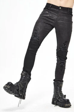 Black Punk Glued Fake Two Pieces Mens Pants -LolitaInside 0d83471c5758d0cf33dcd2f941baf422