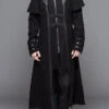 Black Fake Two Pieces High Collar Woollen Mens Gothic Long Coat
