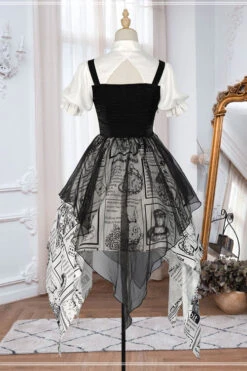 Black Fake Two Pieces Vintage Printed Irregular Hem Classic Lolita Dress 18 Black Fake Two Pieces Vintage Printed Irregular Hem Classic Lolita Dress -LolitaInside 0d8ed3b06b3fb31d80a065416674d75c