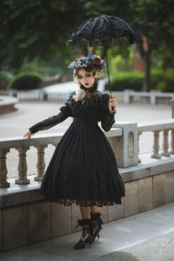 Elegant Vintage Rose Print Multi-Layer Ruffled Sweet Lolita OP Dress -LolitaInside 0dd2812daf1497eb24c5569795a6a574