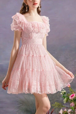 Pink Vintage Square Collar Ruffled Princess Short Sleeve Dot Print High Waisted Mesh Sweet Lolita Dress -LolitaInside 0e09c4556e2e70fac31cb999589a75e2 9c670e52 7c56 4e5d 8a89 1239a58d89a0