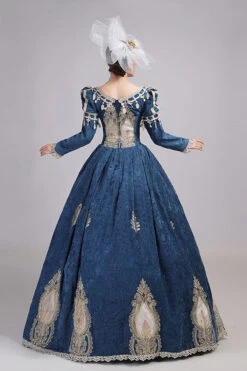 Long Sleeves High Waisted Hollow Embroidery Print Victorian Lolita Prom Dress -LolitaInside 0e248244e7e9a1c0d908968d8ea06d34