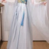 Blue Chinese Style Song Dynasty Fairy Long Embroidered Sweet Hanfu Dress Full Set
