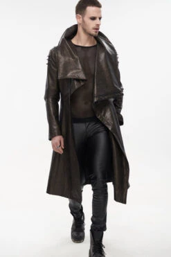 Brown Punk Exaggerated Large Collar Design Thick Rope Decoration Handsome Slim Long Men's Coat -LolitaInside 0f90eed17fb7c2fad2dc7c25c4002c0e