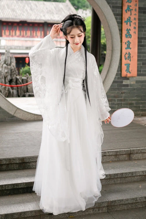 White Lady Chinese Style Fairy Sweet Hanfu Dress Full Set 4 White Lady Chinese Style Fairy Sweet Hanfu Dress Full Set - Image 2