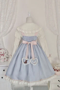 Blue Sheep & Bear Print Alice Girl Bowknot Ruffled Sweet Lolita JSK Dress -LolitaInside 118fc86b4f867873495c29d5bf90809c
