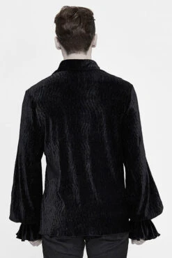 Black Velvet Elastic Lantern Sleeves Mens Gothic Blouse -LolitaInside 11aeecc0c3dc65f75e900706ae1e03da
