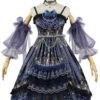 Blue Skull Print Hanayome Bowknot Pearl Chain Multi-Layer Ruffled Gothic Lolita JSK Tiered Dress -LolitaInside 11f55ae5f261617896fa0731b53f97c3 6775a53a 258c 426f b902 7416c0d0ea3e