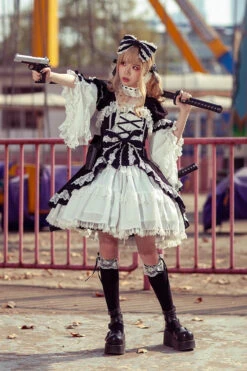 White/Black Short Sleeves Cardigan Bowknot Doll Sweet Lolita Dress -LolitaInside 12b0396f1904dd43f094f73078a26b8f