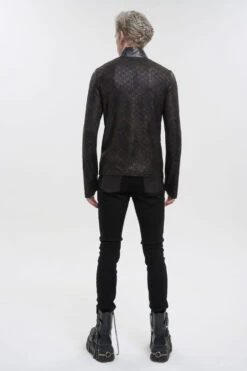 Black Stand Collar Long Sleeves Faux Leather Splice Men's Gothic Shirt 12 Black Stand Collar Long Sleeves Faux Leather Splice Men's Gothic Shirt -LolitaInside 138441c2f9df84bfbc8dc95a9391b297