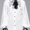 White Chiffon Embroidered Long Sleeves Mens Gothic Blouse -LolitaInside 13ea5a2dacd62301581fe544b2cba8a3