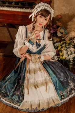 Dark Blue Night Of The Magic Lamp Palace Style Bowknot Classic Lolita Jsk Dress -LolitaInside 148df44e9eebe5ee51ab8fcfb05b9d59