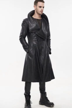 Black Gray Punk Exaggerated Large Collar Design Thick Rope Decoration Handsome Slim Men's Long Coat -LolitaInside 152cc39305dfdb8114d81c8440ef120a