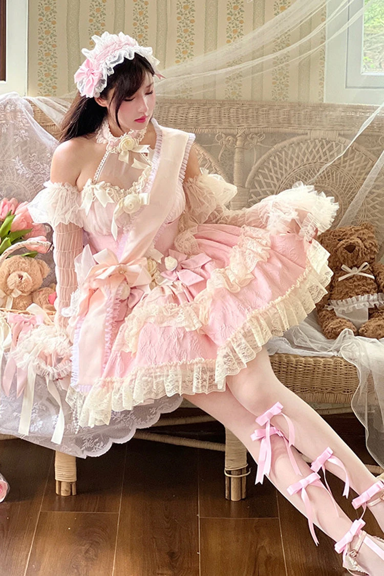 Princess Sleeveless Ruffle Bowknot Lace Sweet Lolita Jsk Dress 4 Colors 16 Princess Sleeveless Ruffle Bowknot Lace Sweet Lolita Jsk Dress 4 Colors - Image 14