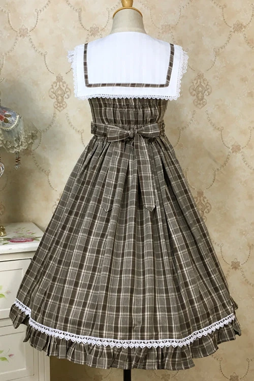 Plaid Print With Fake Collar High Waisted Sweet Lolita JSK Dress 10 Plaid Print With Fake Collar High Waisted Sweet Lolita JSK Dress - Image 8