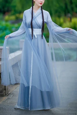 Blue Chinese Style Fairy Airy Sweet Hanfu Dress