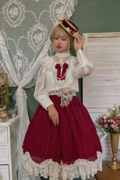 Wine Elegant Vintage Tulip Multi-Layer Ruffled Classic Lolita Skirt Dress -LolitaInside 15b207ba494c5a99650b9f6b8e910a96