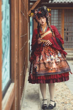 Multi-Color Nightmare Print Japanese Ruffle Bowknot Sweet Lolita Jsk Dress -LolitaInside 175d3cb95499e9a8ae7690e49e49a88b