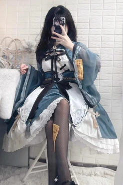 Multi-layer Little Taoist Priest Print Ruffle Sweet Chinese Style Lolita Jsk Dress 2 Colors -LolitaInside 18b1224c0c72bec108700e24bf97ef1f